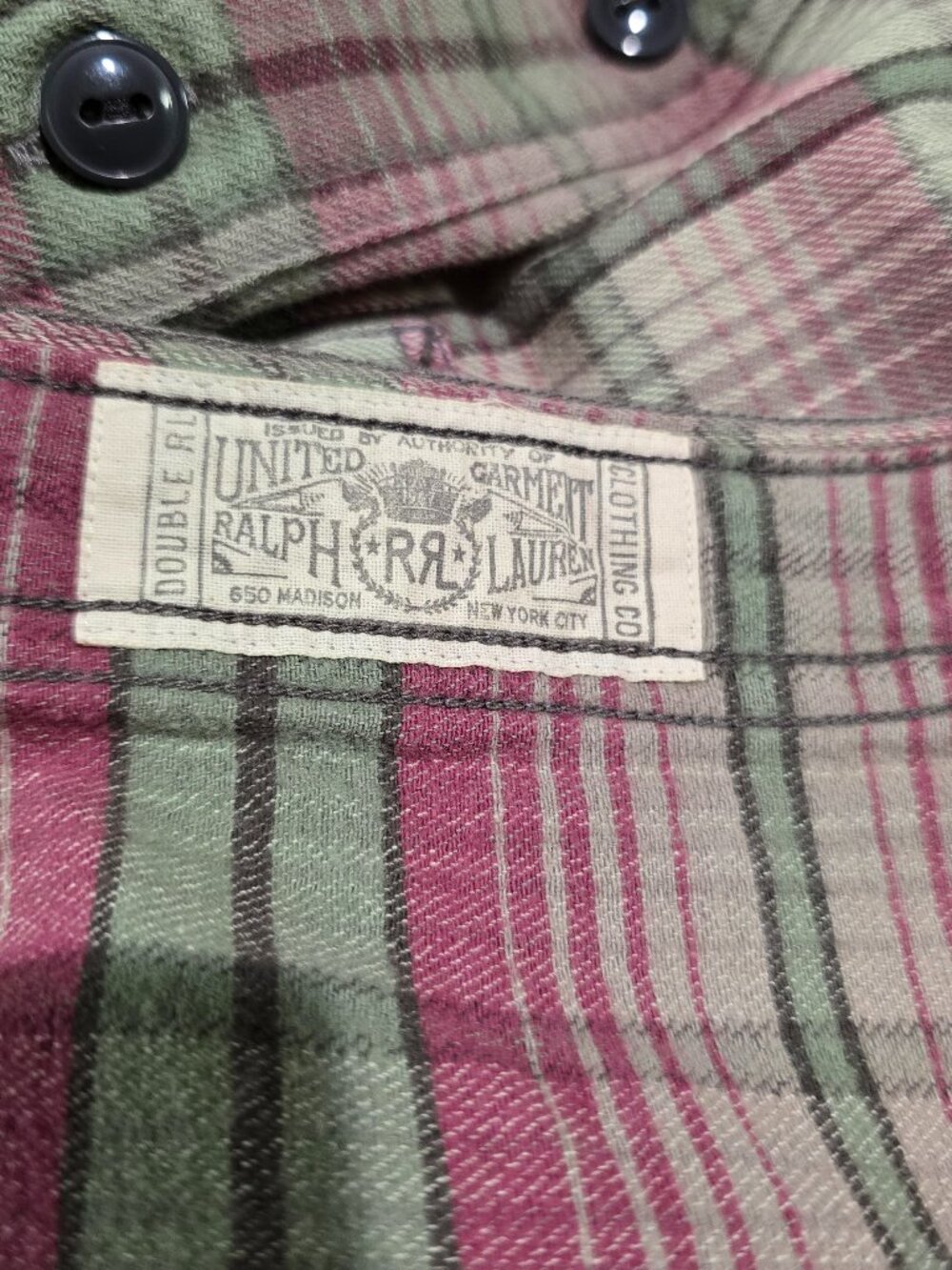 Double RL RRL By Ralph Lauren Men's Butte West Work Shirt Sage Plaid Size S NWOT - Picture 8 of 10